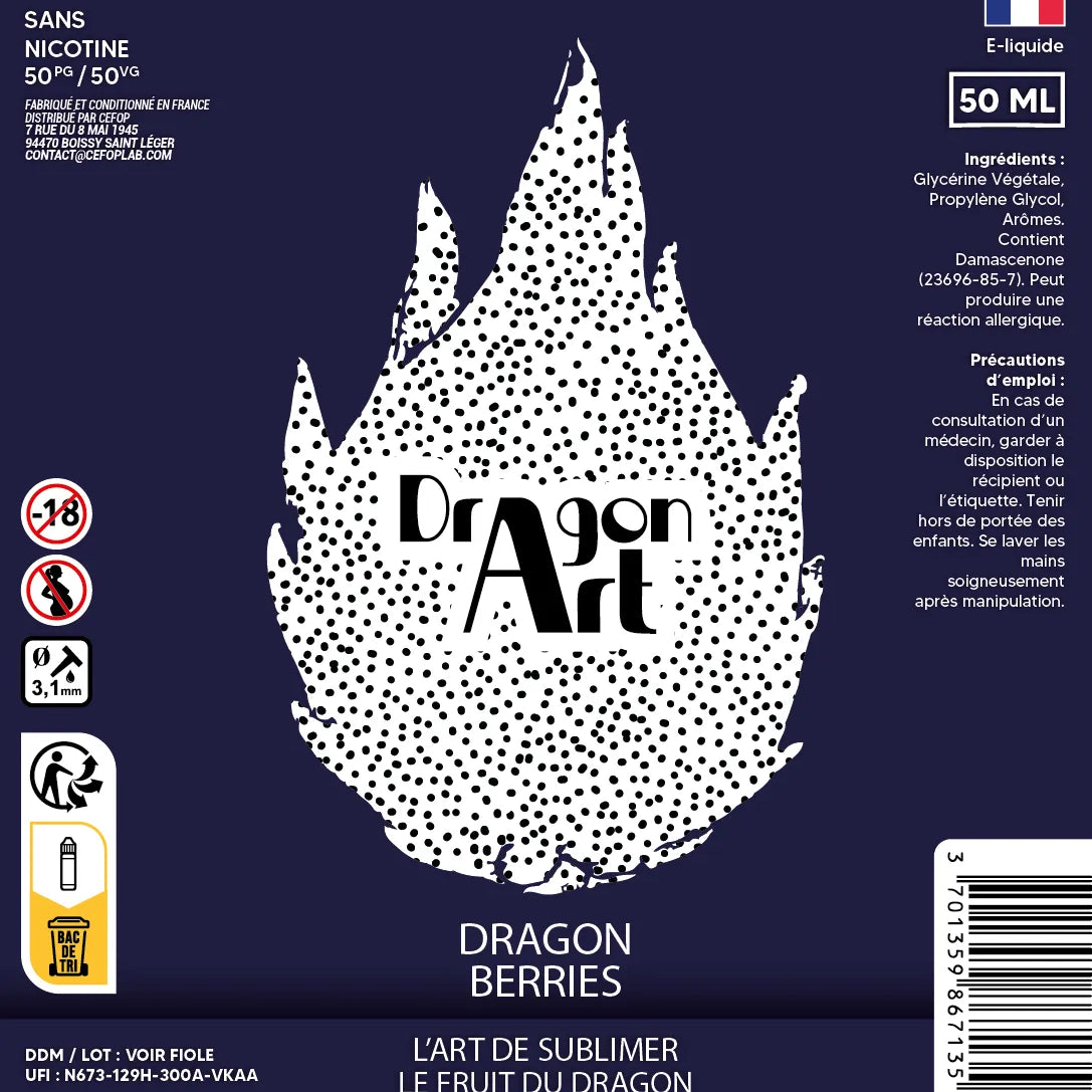 Étiquette Dragon Berries Frais Dragon'Art Bobble 50 ml