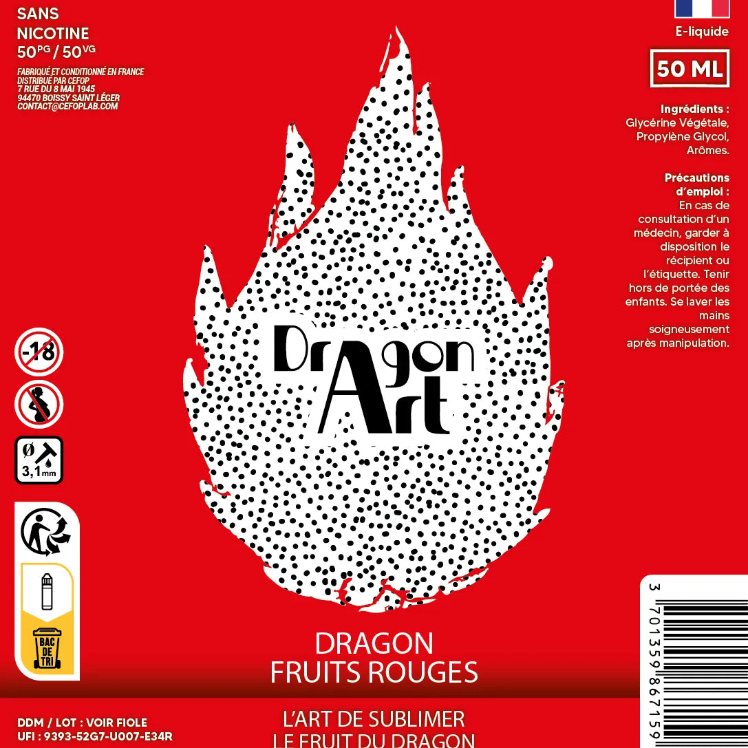 Étiquette Dragon Chia Fruits Rouges Dragon'Art Bobble 50 ml