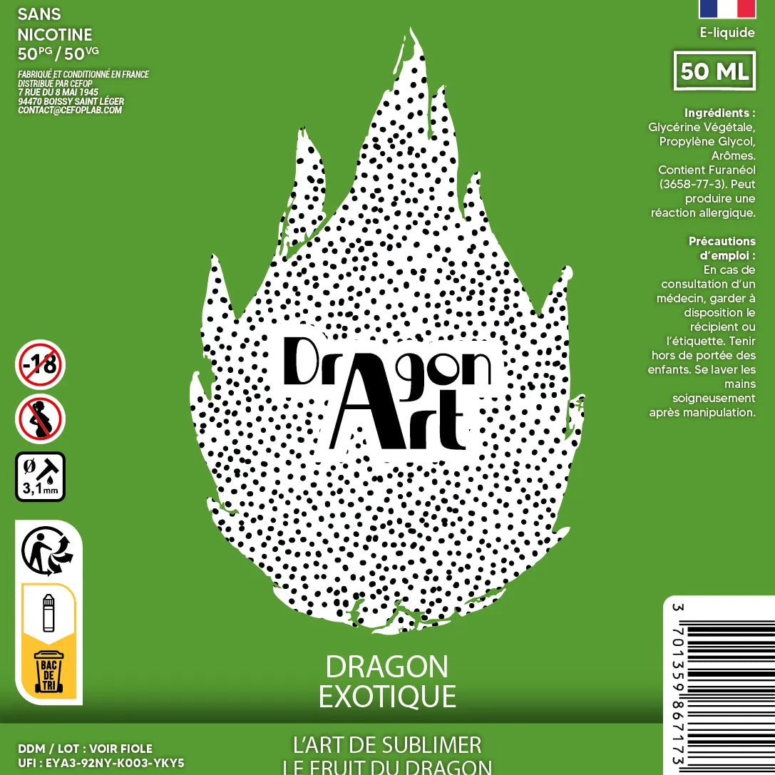 Étiquette Dragon Exotique Frais Dragon'Art Bobble 50 ml