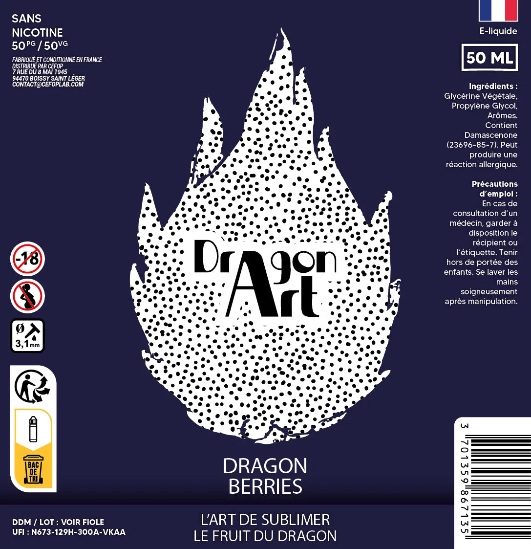 Étiquette Dragon Berries Frais Dragon'Art Bobble 50 ml