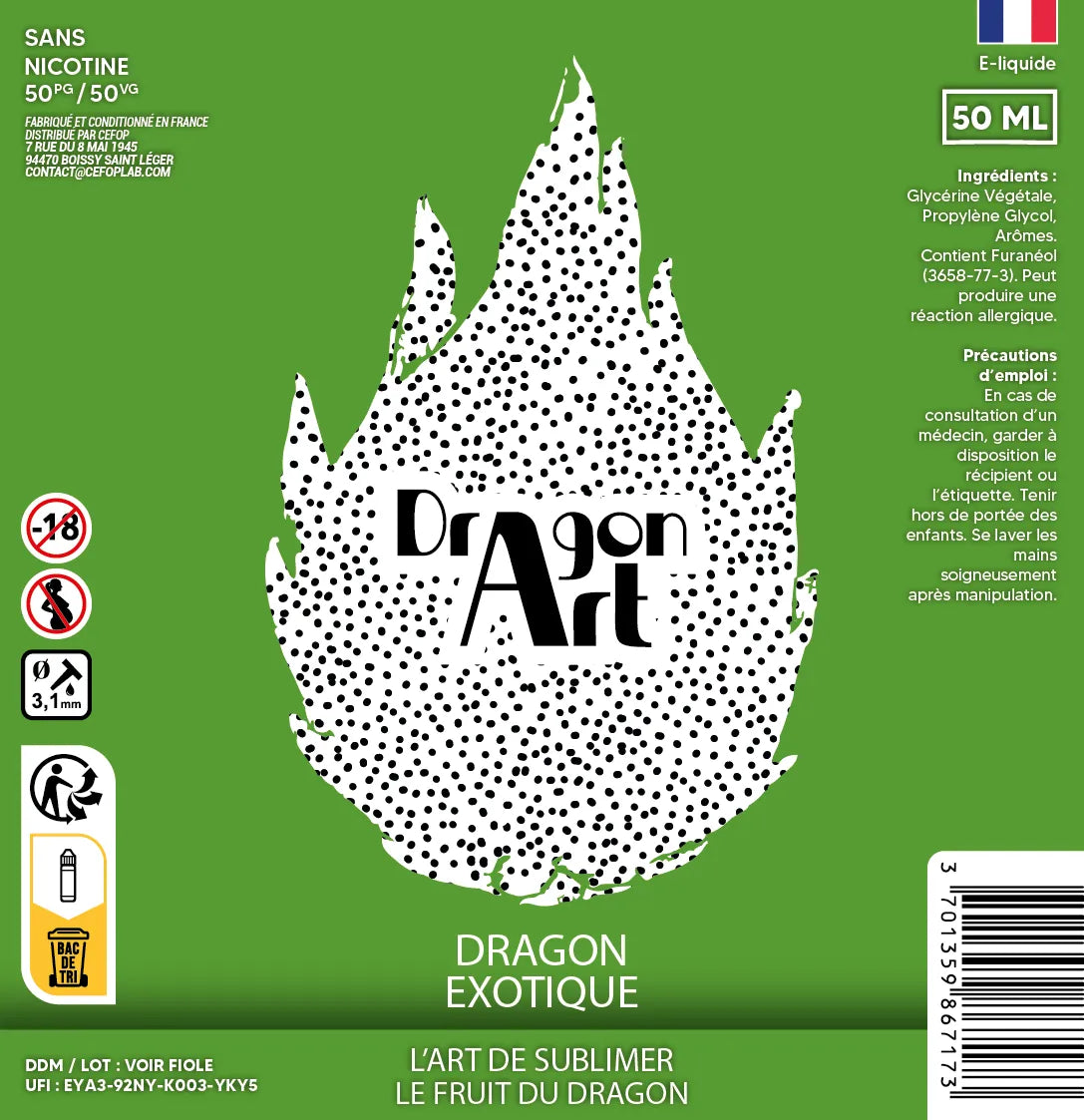Étiquette Dragon Exotique Frais Dragon'Art Bobble 50 ml