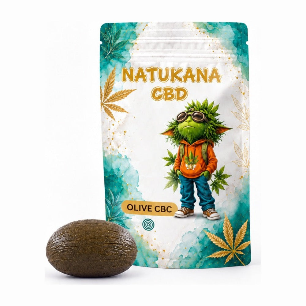 Sachet Natukana Olive CBC et résine de chanvre en forme d'olive
