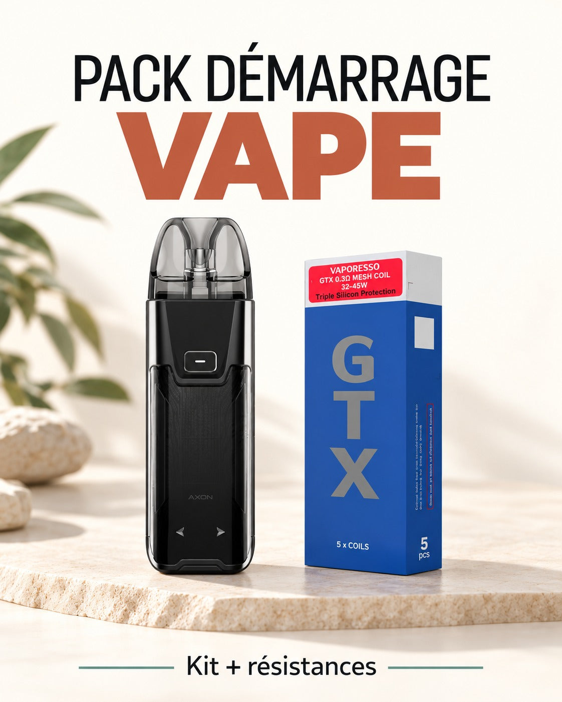 Pack Démarrage Vape : Kit Luxe XR MAX 2 + résistances GTX